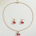 Cherry Red Necklace Earring Set