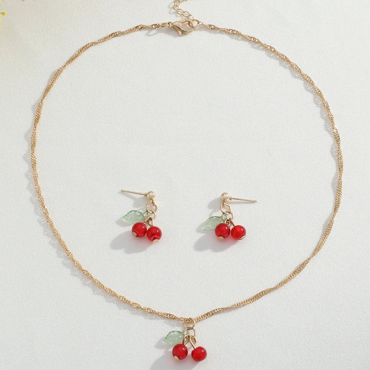 Cherry Red Necklace Earring Set