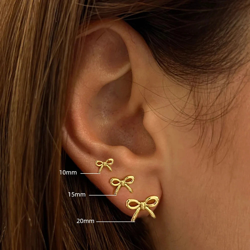 Golden Bow Stud Earrings