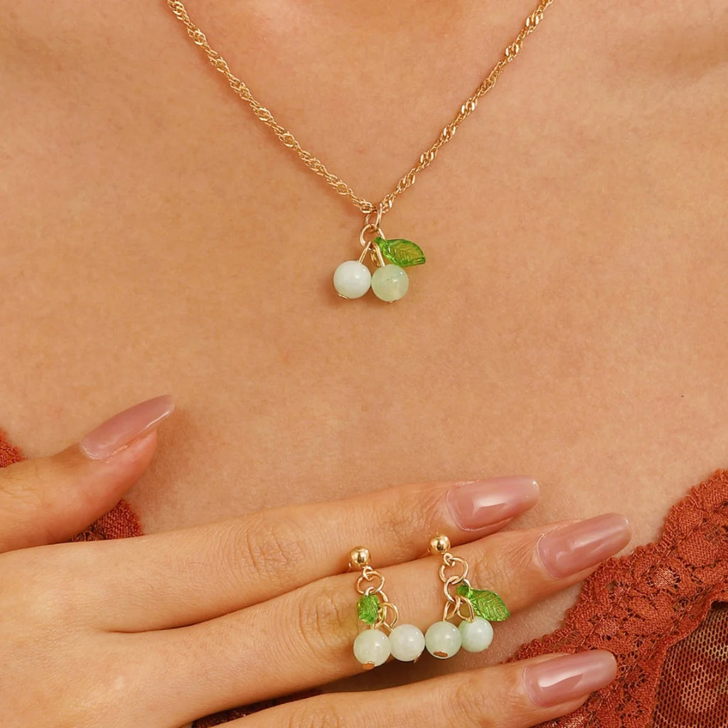 Cherry Red Necklace Earring Set