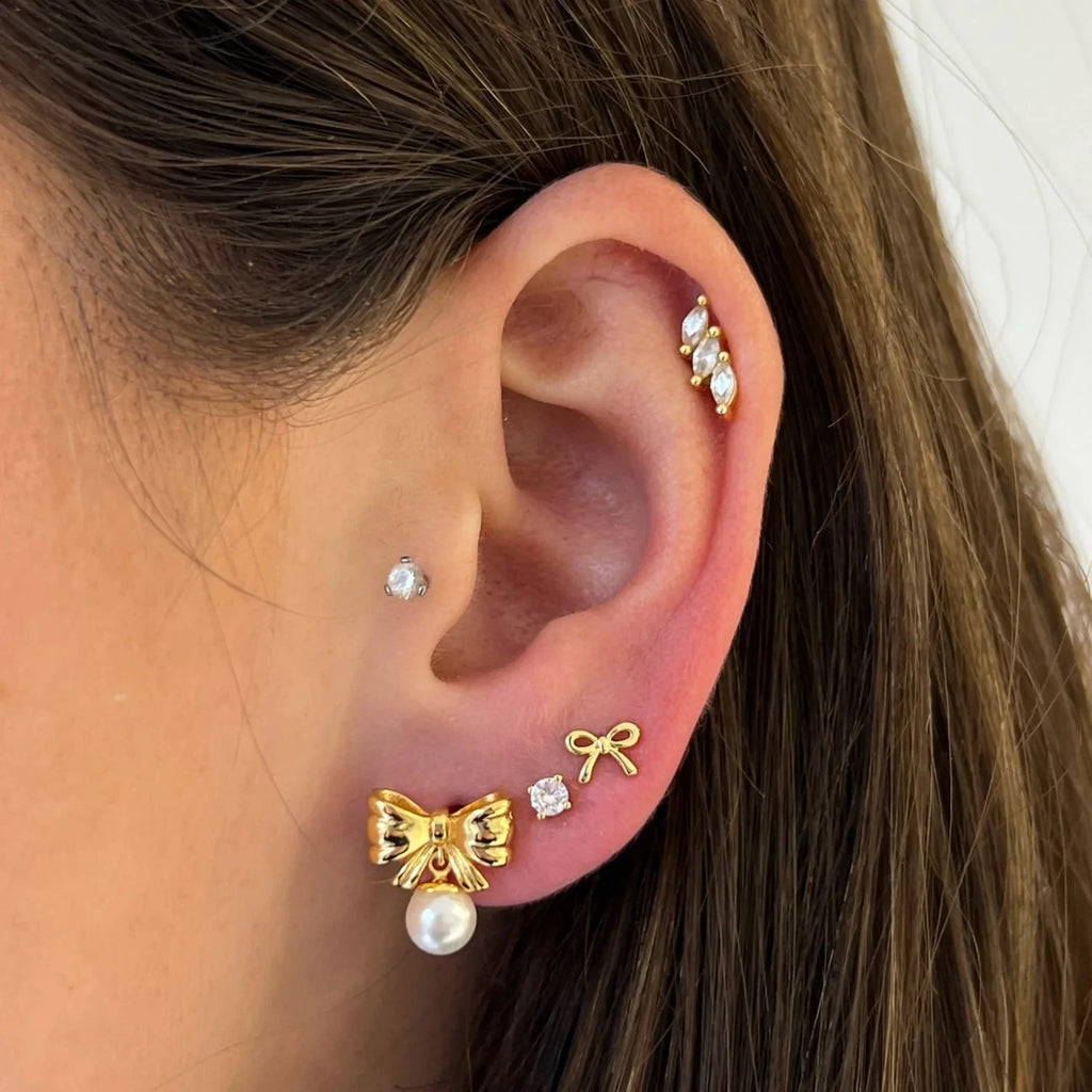 Golden Bow Stud Earrings